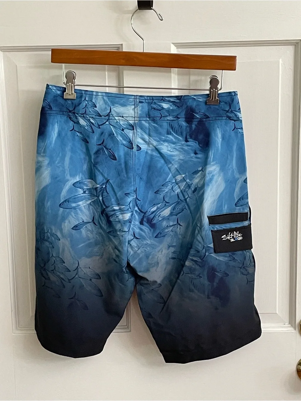 Salt Life Blue Fish-Print Men's Board Shorts